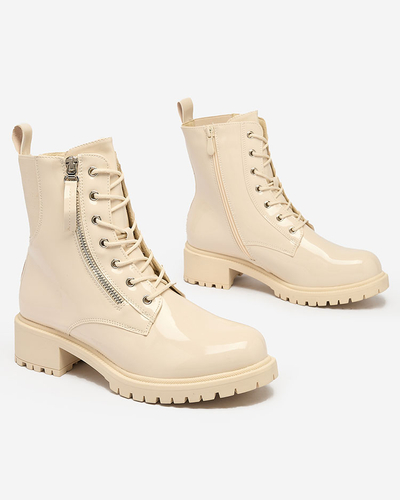 Royalfashion Бежевые женские сапоги-багги из экокожи Gaddaxa
