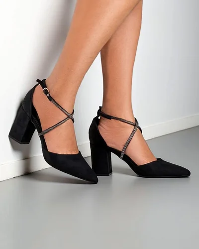 Royalfashion Sieviešu ekoloģiskā zamšādā pumpi ar siksnām Eurole