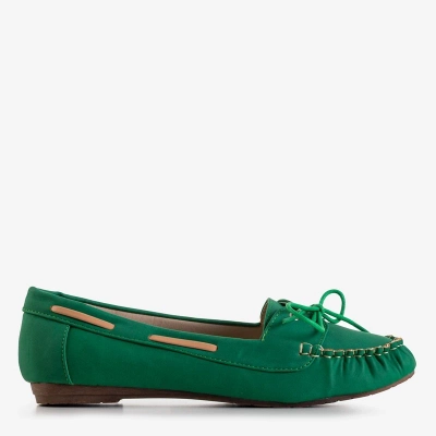 OUTLET Green women's moccasins with Norami binding - Shoes