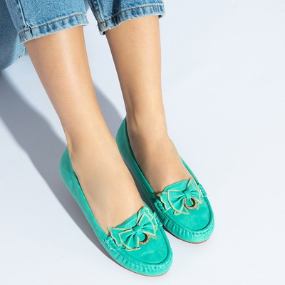 Women's turquoise moccasins with bow Emari - Footwear