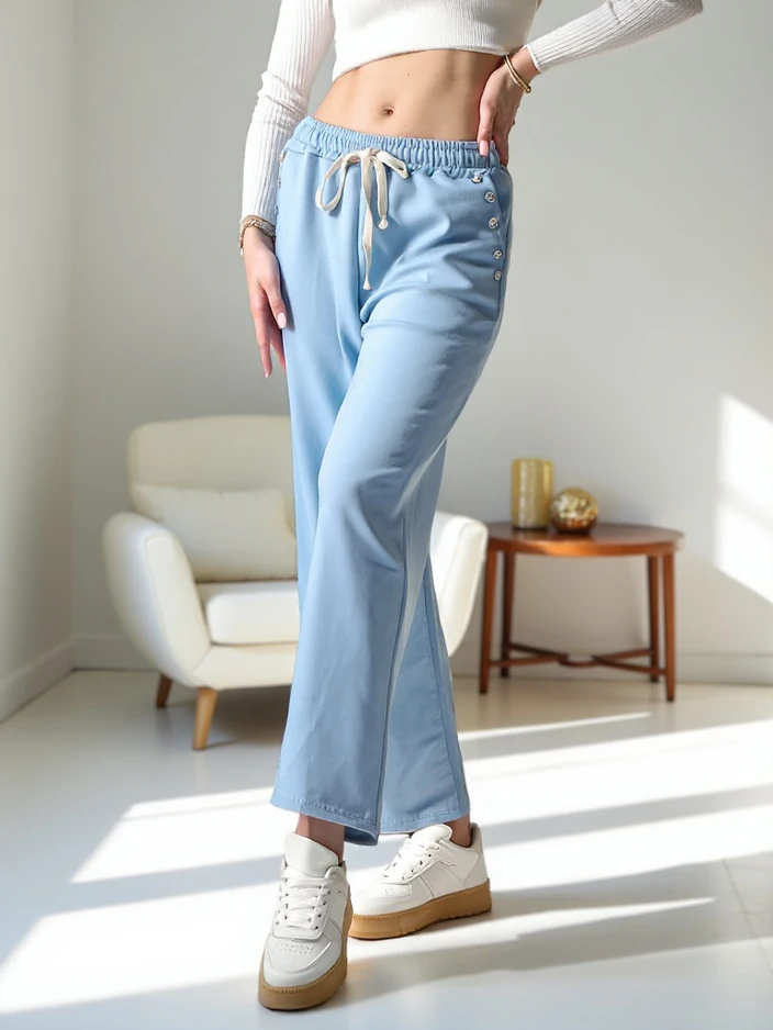 Royalfashion Women's wide sweatpants made of viscose with zirconia