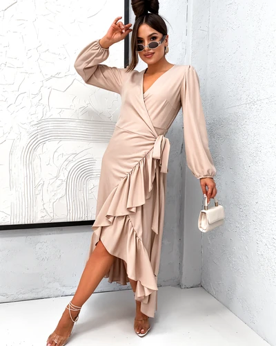 Платье миди Royalfashion для женщин с рюшами