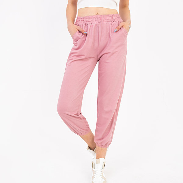 Women's pink fabric trousers - Clothing