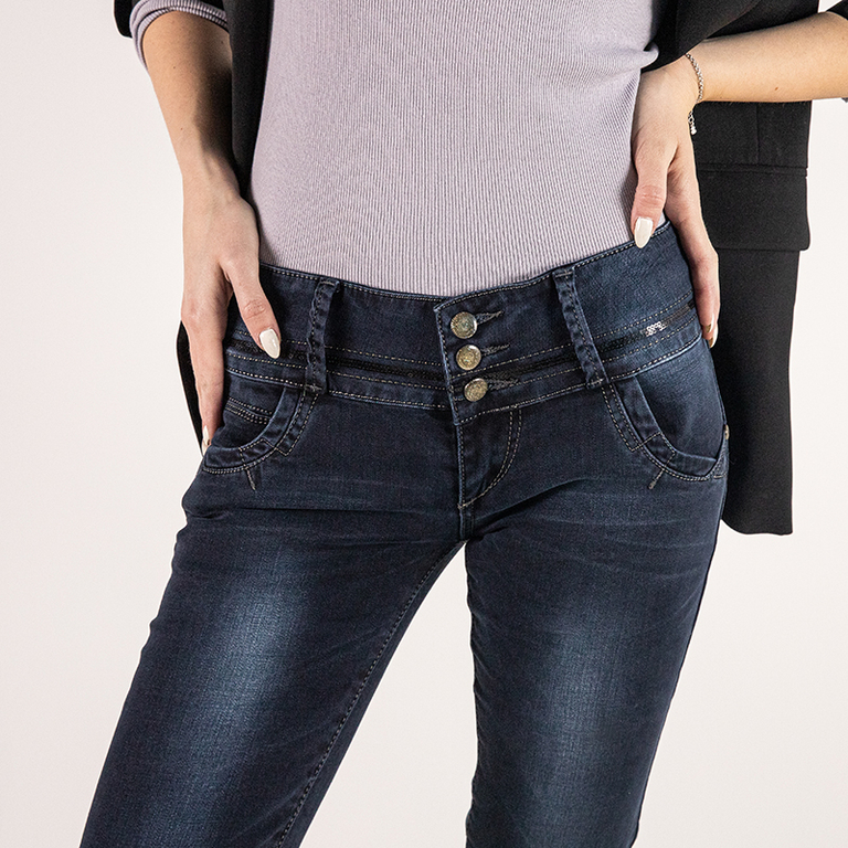 Women's navy blue straight jeans - Clothing