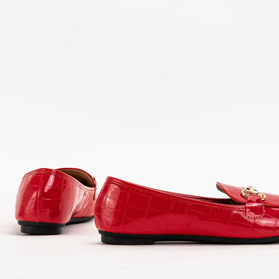 Red women's patent leather moccasins with embossing Cerilla - Footwear