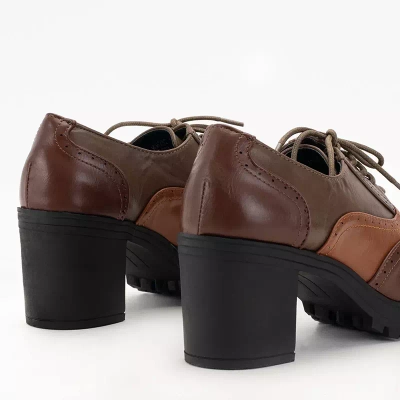 OUTLET Dark brown Tiarino women's half shoes on a post - Footwear