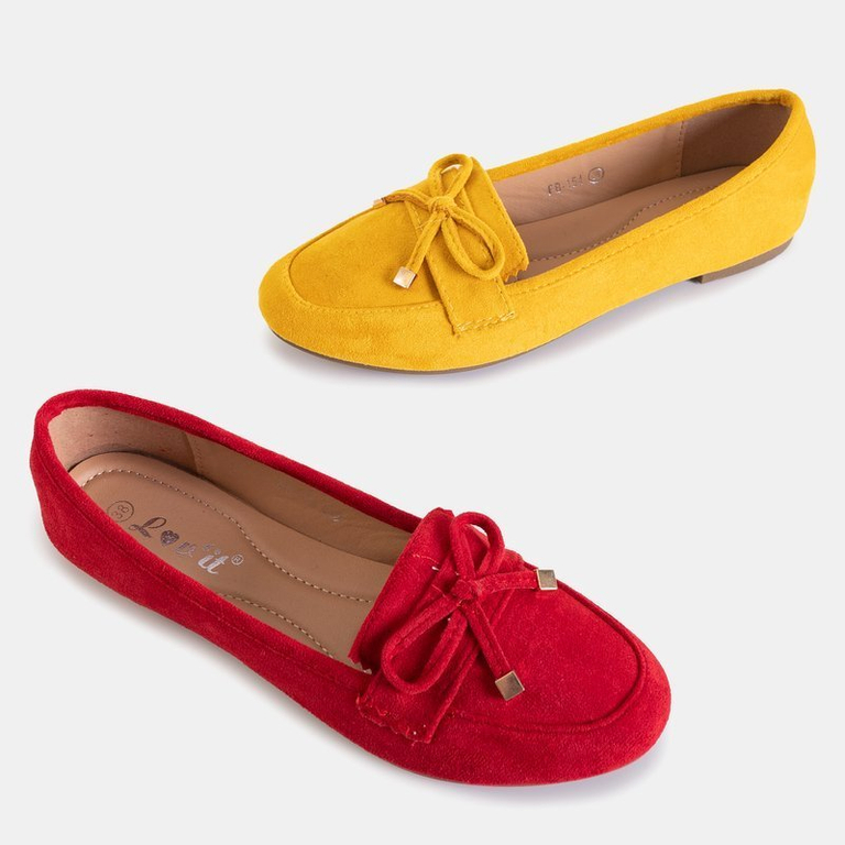 Red women's moccasins with a bow Gasioa - Shoes