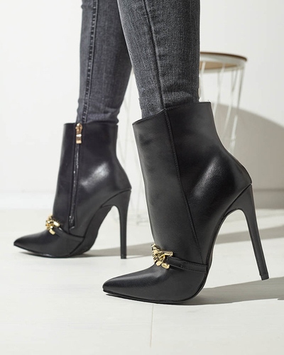OUTLET Black stiletto boots decorated with a chain Rittle- Footwear