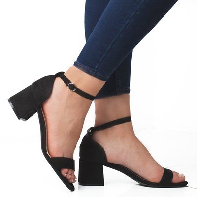 Black sandals on a low post Roxeta - Footwear