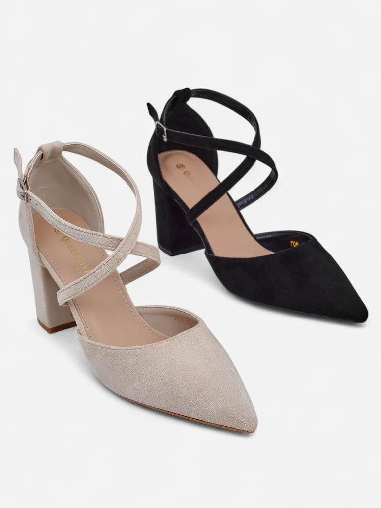 Royalfashion Women's eco-suede pumps with Kanastru straps