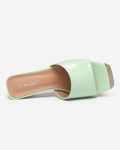 Green lacquered slippers with low heels Keripse - Footwear