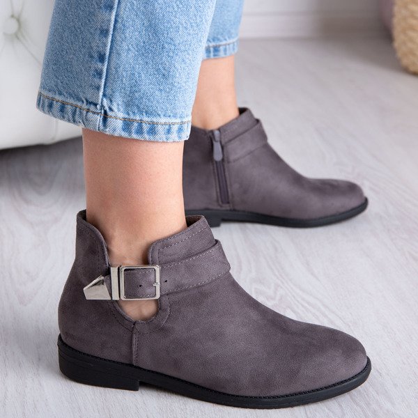 Szare sztyblety ze srebrną klamrą Stefania - Obuwie