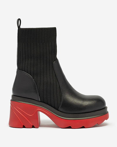 Women's black boots on a solid red sole Nerisw - Footwear