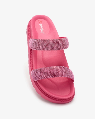 Royalfashion Fuksija Sieviešu Zirconia Sparkle Sliders