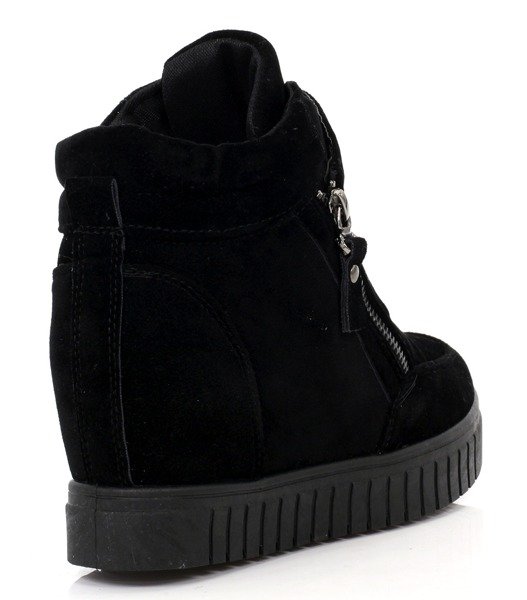 Czarne sneakersy na koturnie Easy - Obuwie