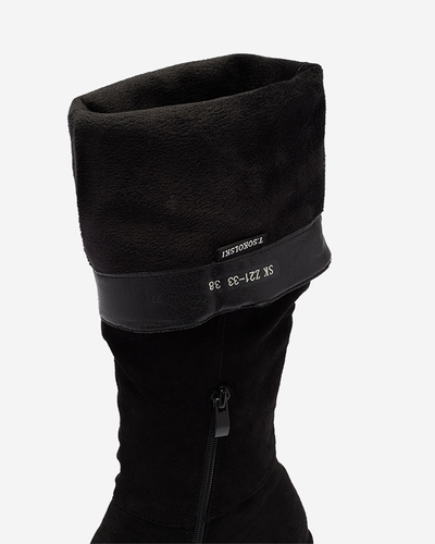 Women's black boots on the post in black Beroll- Footwear
