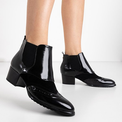 Retro black lacquer Farinola boots - Footwear