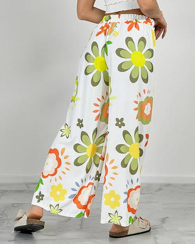 Royalfashion Sieviešu platās bikses ar ziedu rakstu