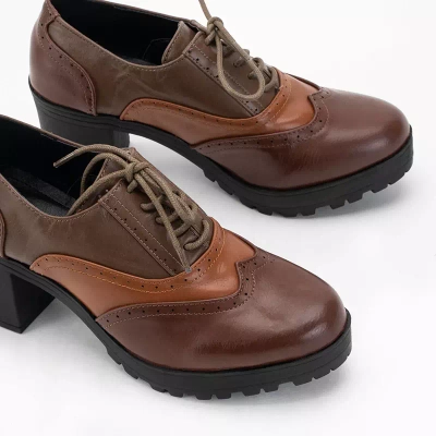 OUTLET Dark brown Tiarino women's half shoes on a post - Footwear