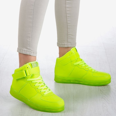 Green neon sports shoes for women luminous Led Love - Footwear