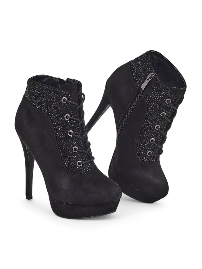 Royalfashion Women's heeled ankle boots with rhinestones Efelolo