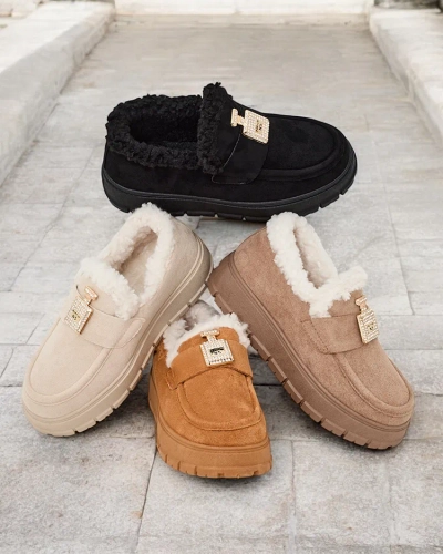 Black Kalliope platform shoes with fur