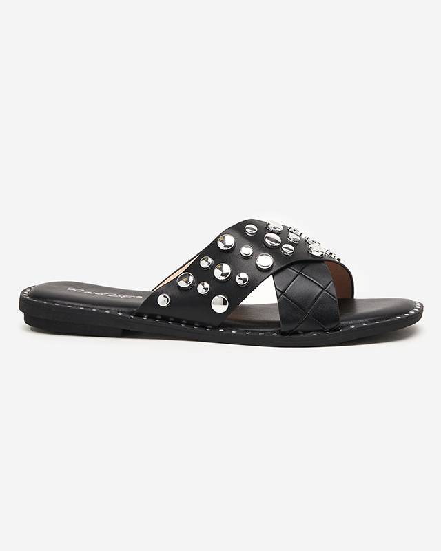 Black women's slippers with rhinestones Rokina - Footwear