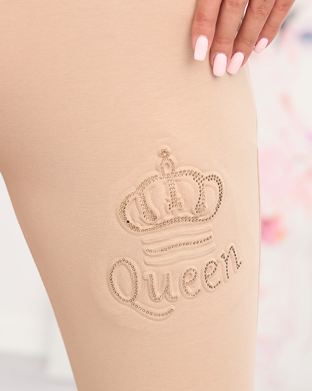 Sieviešu bēšas sporta bikses ar kubisko cirkoniju - Apģērbs