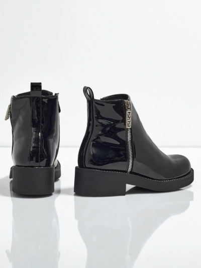 Lakierowane Botki damskie eko skórzane Calvera