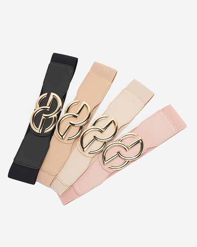 Camel elastic belt with large gold buckle - Accessories