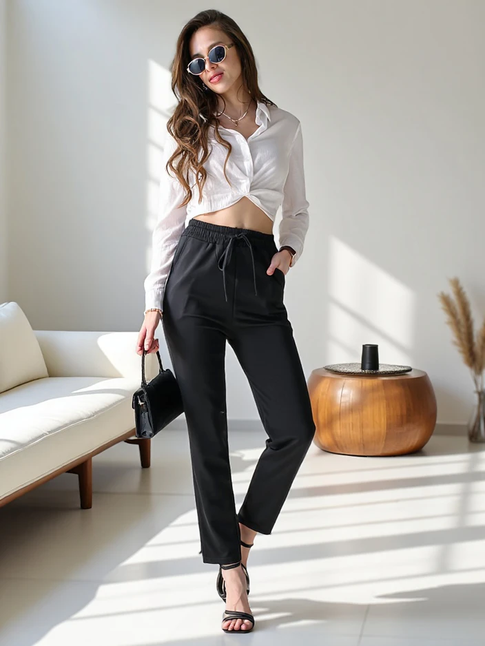 Royalfashion Simple women's pants with ties