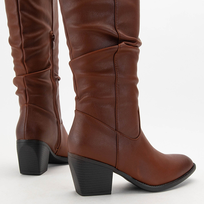 Brown women's knee-high boots Tarisa- Footwear