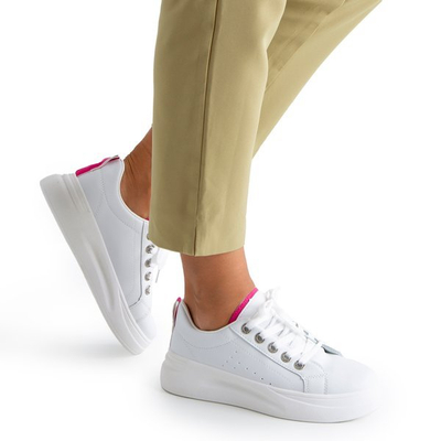 White and fuchsia women's Cathleen sneakers - Footwear