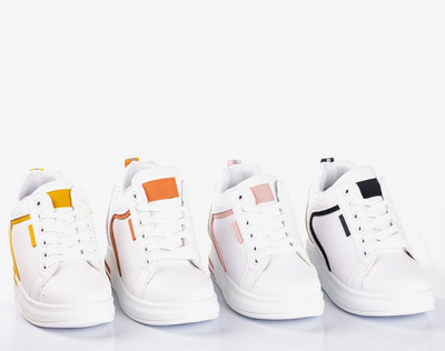 Biało-żółte damskie sneakersy na krytym koturnie Marcja - Obuwie
