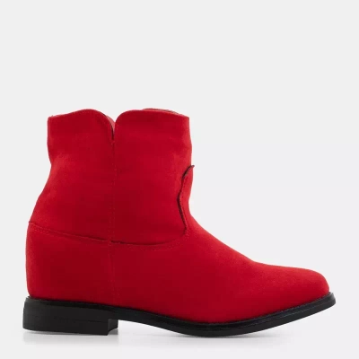 OUTLET Red ankle boots a'la cowboy wedge Nastu - Shoes