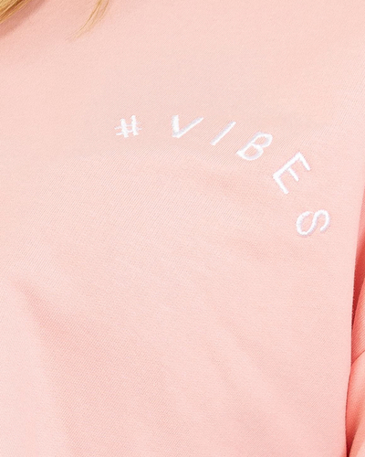 Women's pink sports tracksuit set with a crop top sweatshirt - Clothing