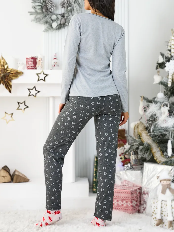 Royalfashion kokvilnas sieviešu pidžamas ar sirds motīvu