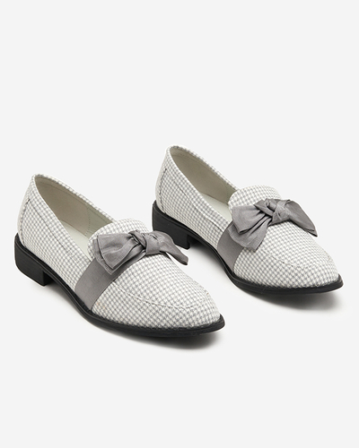 OUTLET Gray and white women's Lukisto houndstooth loafers - Shoes