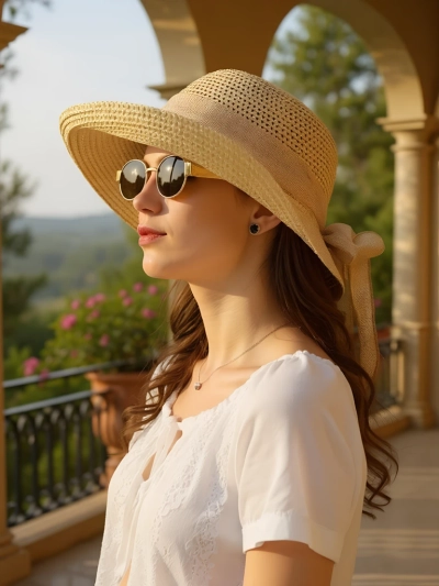 Royalfashion Women's Straw Hat Grace Ribbon