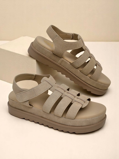 Женские сандалии Royalfashion Helena Classico платформа светло-коричневые