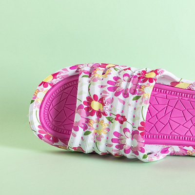 Pink floral rubber flip-flops Leda - Footwear
