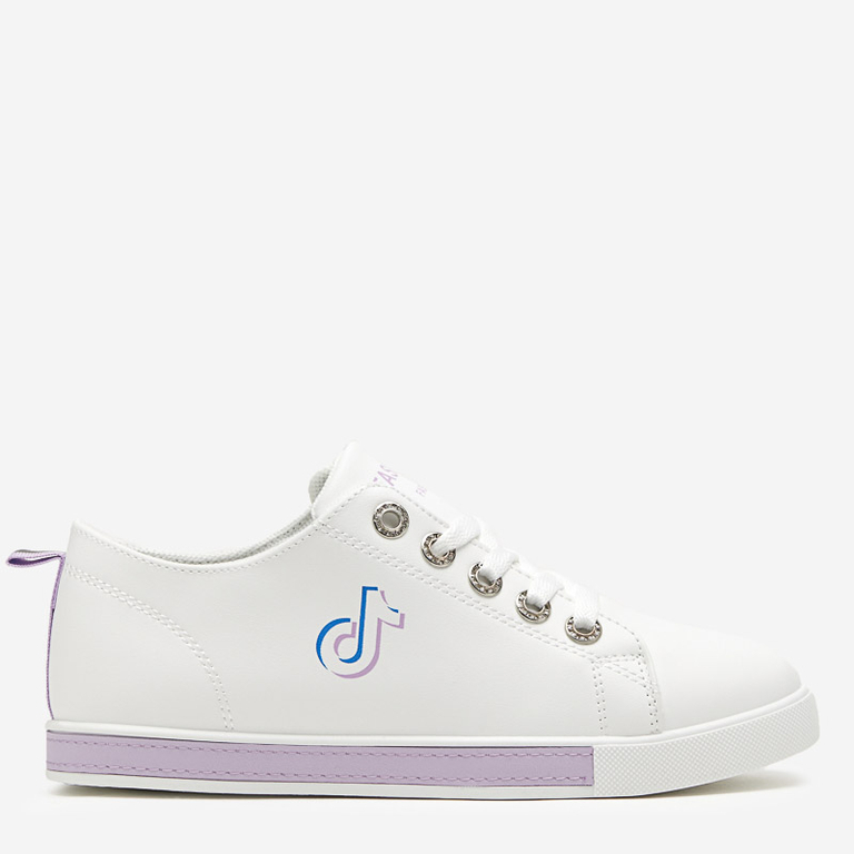 White and purple women's sneakers Tictoa - Footwear