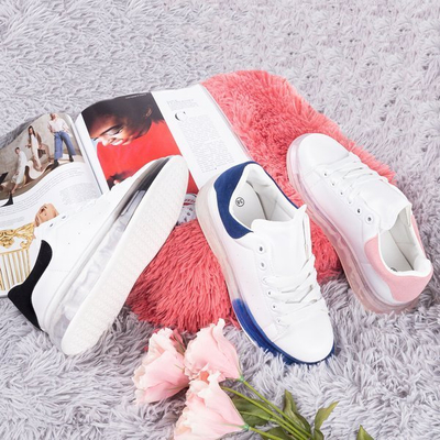 White and blue sneakers with a thicker Judite sole - Footwear