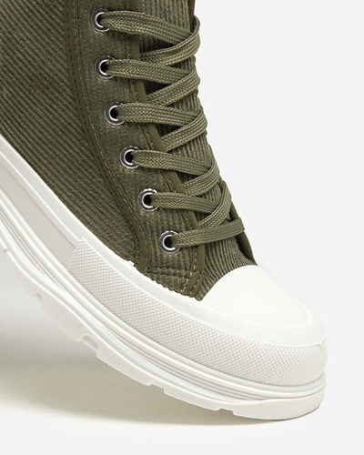 Green women's high ribbed sneakers Somali - Footwear
