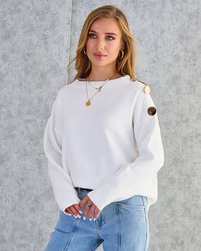 Royalfashion Thin women's sweater with shoulder decorations