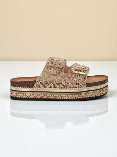 Royalfashion Женские сандалии с пряжками из страз GlamCork