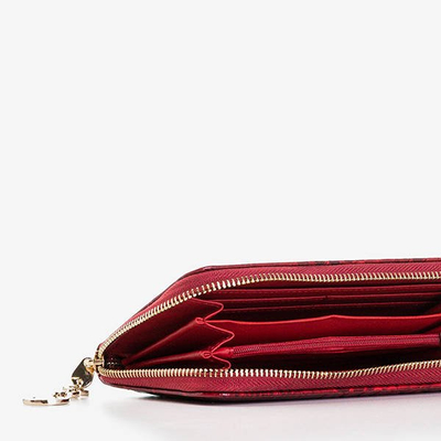 Large burgundy women's wallet a'la snake skin - Accessories