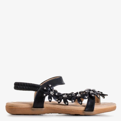 OUTLET Black women's sandals with flowers Aflori - Footwear