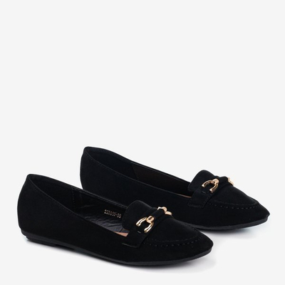 Black loafers with a decorative Tessea plate - Footwear