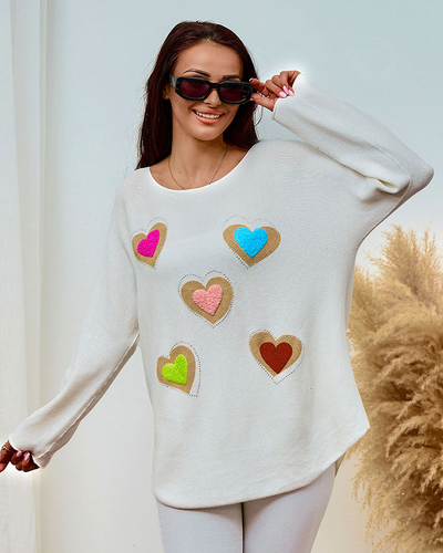 Royalfashion Тонкий женский свитер с сердечками
